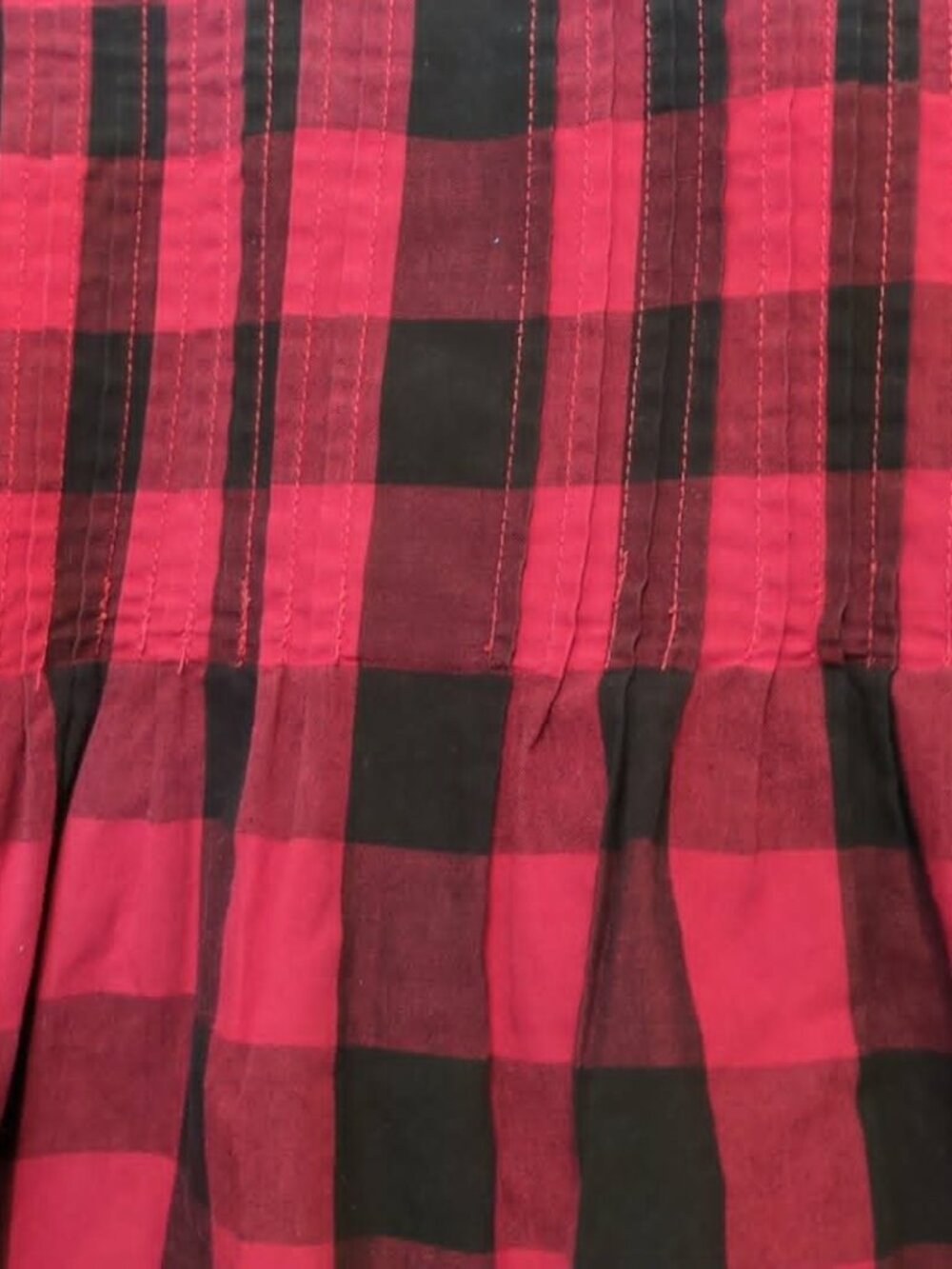 Mainstreet Blues Sz L Buffalo Check Button Down Blouse Oversized Pleated Farmcor - Picture 4 of 5